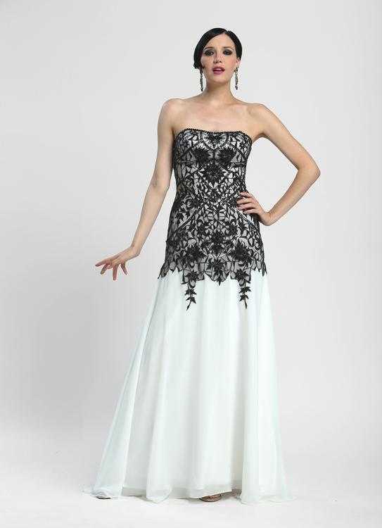 Sue Wong, Sue Wong - N4134 Strapless Lace Overlay A-line Gown