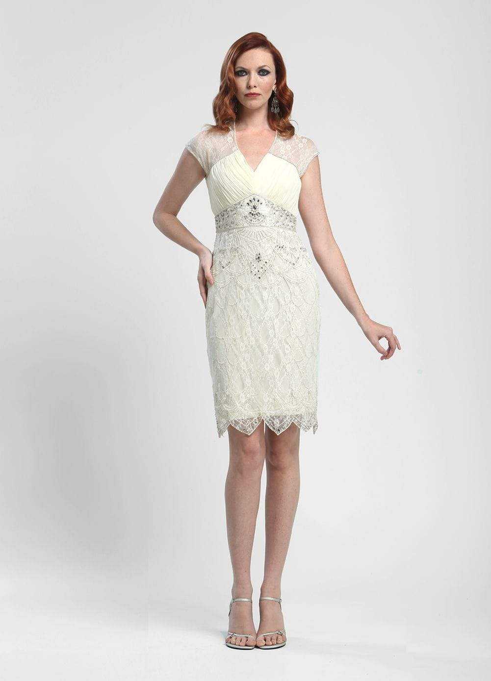Sue Wong, Sue Wong Pleated Chiffon Bodice Dress Cocktail Dress - 1 pc Ivory in Size 4 Available