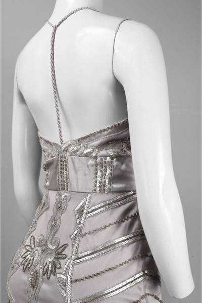 Sue Wong, Sue Wong - V-neck Beaded Sheath Dress N3213 - 1 pc Platinum In Size 6 Available