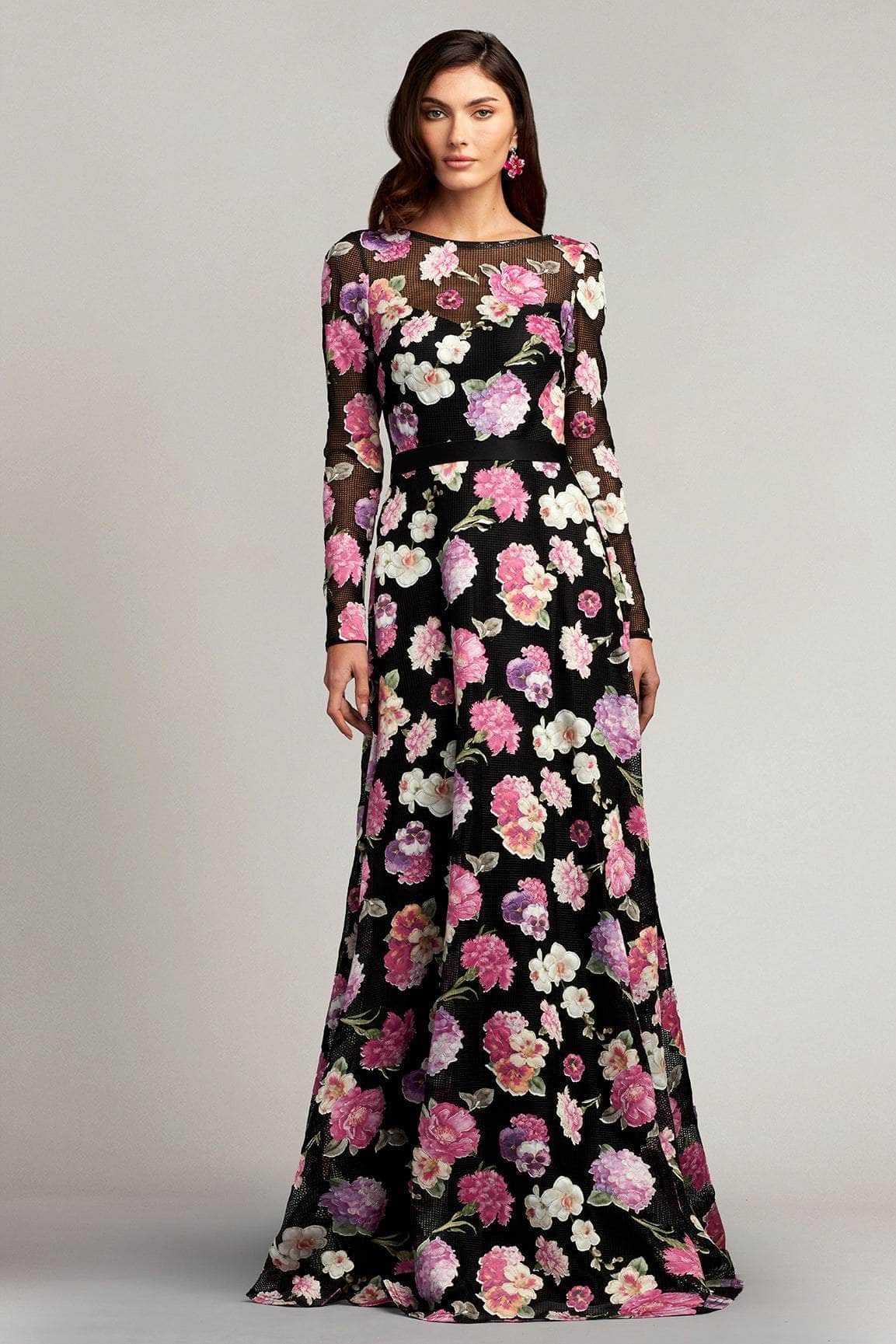 Tadashi Shoji, Tadashi Shoji CBM23085L - Floral – Detailed A-line Long Gown