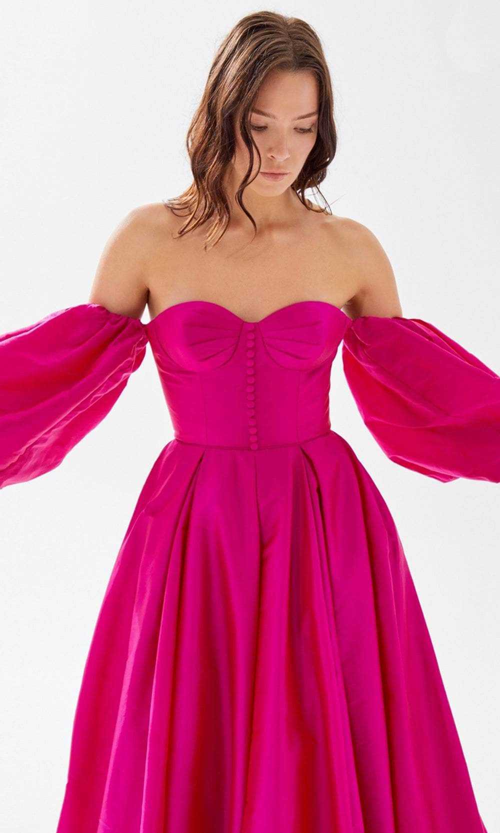 Tarik Ediz, Tarik Ediz 52010 - Puff Sleeve Sweetheart Prom Dress