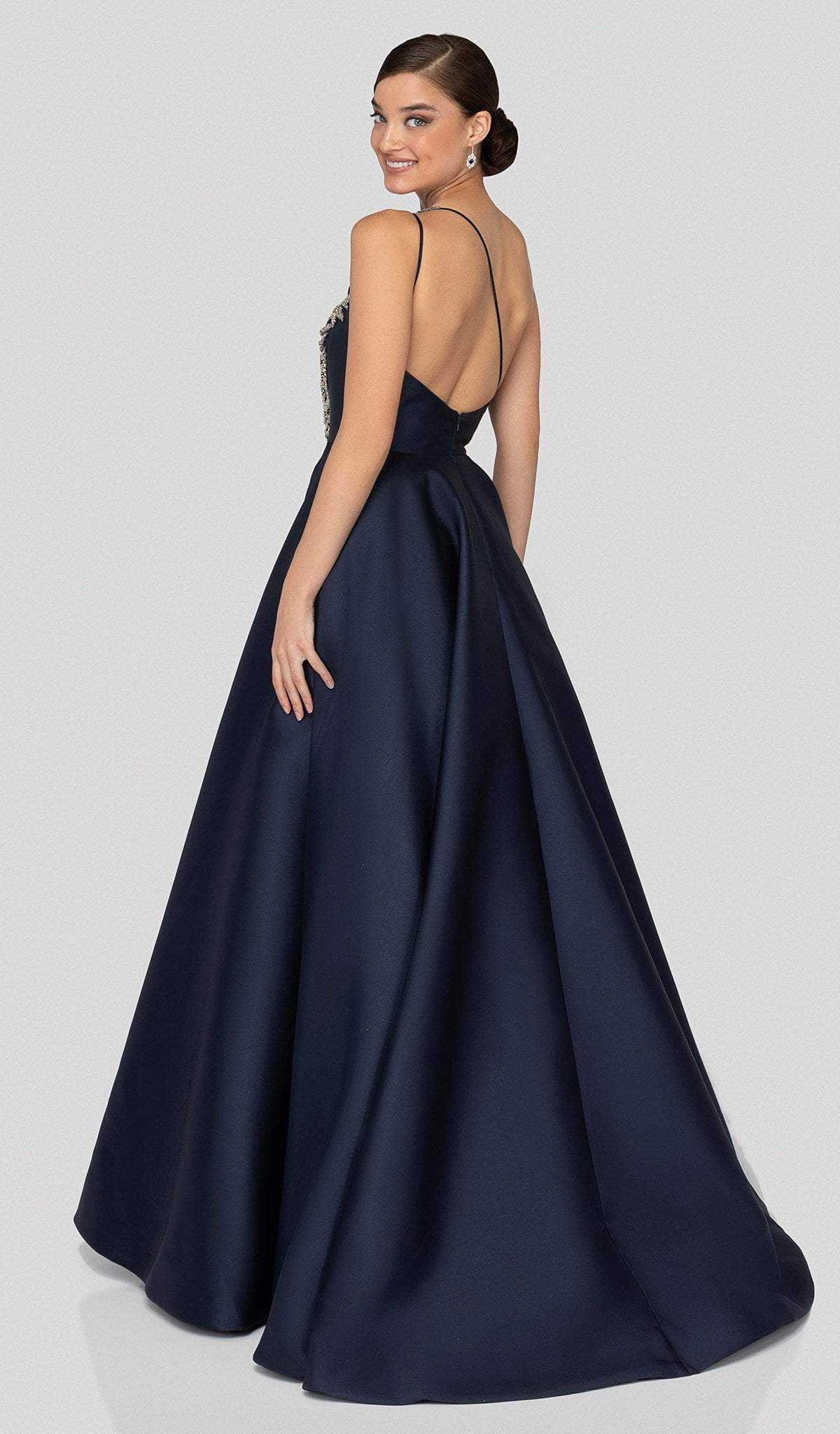 Terani Couture, Terani Couture - 1912E9202 One Shoulder Dazzling Fern Accent Gown